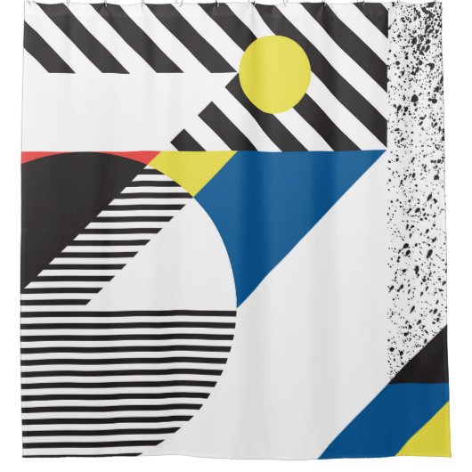 レトロモダンスタイル背景デザイン シャワーカーテン (正面)