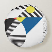 レトロモダンスタイル背景デザイン ラウンドクッション (裏面)