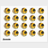 レトロモダンストライプズTropical Summer結婚's Sticker ラウンドシール (シート)