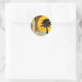 レトロモダンストライプズTropical Summer結婚's Sticker ラウンドシール (バッグ)