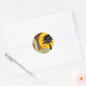 レトロモダンストライプズTropical Summer結婚's Sticker ラウンドシール (封筒)