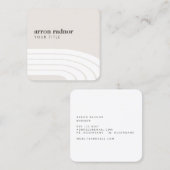 レトロモダンストライプ波白ミニマル色 スクエア名刺 (正面/裏面)