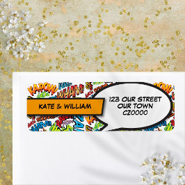 レトロモダンスーパーヒーロー漫画ブック差出人住所 ラベル