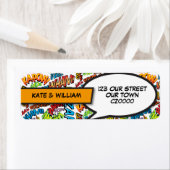 レトロモダンスーパーヒーロー漫画ブック差出人住所 ラベル (インサイチュ)