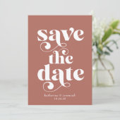 レトロモダンタイポグラフィウェディング日付の保存 (スタンド正面)