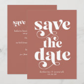 レトロモダンタイポグラフィウェディング日付の保存 (正面/裏面)