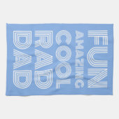 レトロモダンタイポグラフィ素晴らしいパパおもしろいライトブルー キッチンタオル (横)