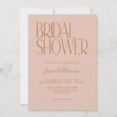 レトロモダンタイポグラフィ赤面錆ブライダルシャワー 招待状 (正面)