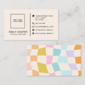 レトロモダンチェッ市松模様にクボードのロゴカスタム 名刺 (正面/裏面)