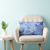 レトロモダンチノイスリーブルーロータスマンダラ ランバークッション (椅子)