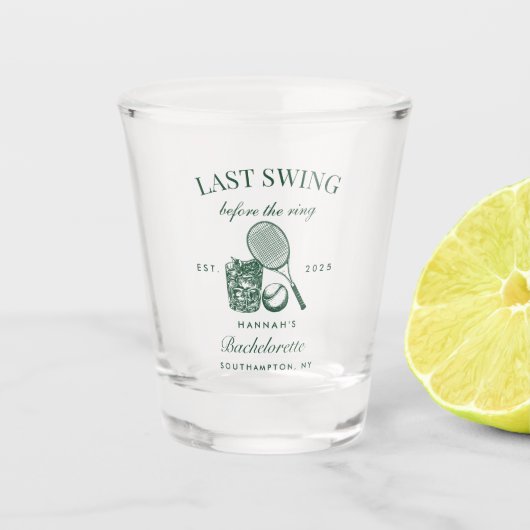 レトロモダンテニス独身最後の週末パーティー ショットグラス (正面)