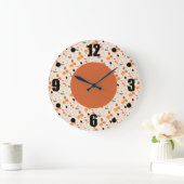 レトロモダンテラゾパタカラフルーン ラージ壁時計 (ホーム)