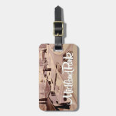 レトロモダンデザインラゲッジタグ付き/レザーストラップ ラゲッジタグ (正面縦)