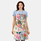 レトロモダントレンディーシーズンクリスマスホリデーおもしろい エプロン (着用した状態)