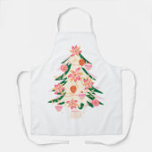 レトロモダントレンディー季節の木クリスマス エプロン (正面)
