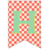 レトロモダンハッピーファーストバースデーバント バンティングフラッグ (第1の旗)