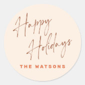 レトロモダンハッピーホリデイズファミリー名 ラウンドシール (正面)