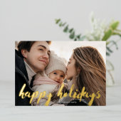 レトロモダンハッピーホリデーズ金ゴールドクリスマスフォト 箔シーズンカード (立ち正面)