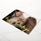 レトロモダンハッピーホリデーズ金ゴールドクリスマスフォト 箔シーズンカード (回転した状態)