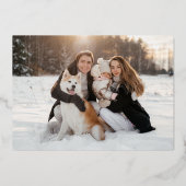 レトロモダンハッピーホリデーズ金ゴールドクリスマスフォト 箔シーズンカード (裏面)