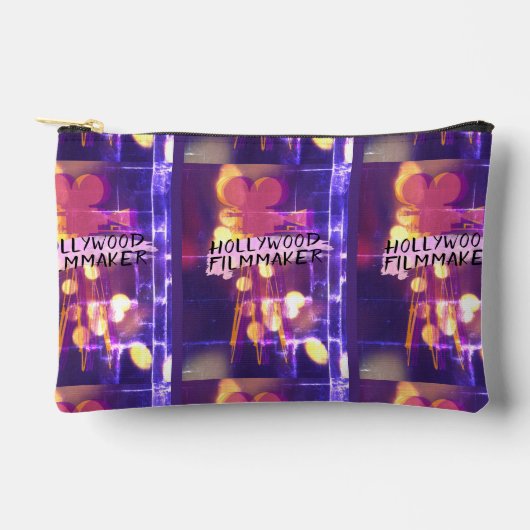 レトロモダンハリウッド映画作家ピンク アクセサリーポーチ (正面)