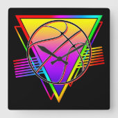 レトロモダンバスケットボール スクエア壁時計 (正面)