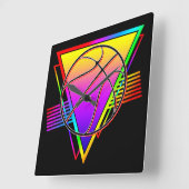 レトロモダンバスケットボール スクエア壁時計 (傾斜)