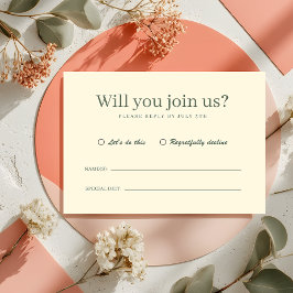 レトロモダンパステルアイボリーのファンキーな結婚式RSVP 出欠カード