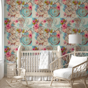 レトロモダンパステルビクトリアンステームパンクフローラ 壁紙