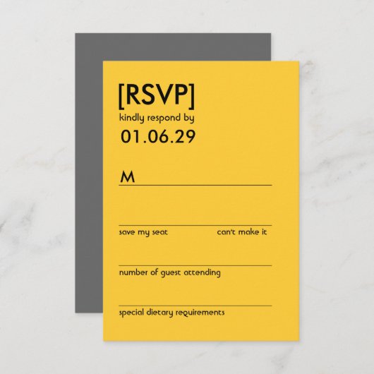 レトロモダンパーフェクトチェアペアEamesウェディングRSVP 出欠カード (正面/裏面)