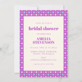 レトロモダンパープル幾何学花ブライダルシャワー 招待状 (正面)