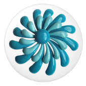 レトロモダンヒッパイブルー熱狂するフラワーフローラ春 セラミックノブ (正面)