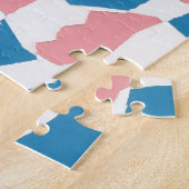 レトロモダンピンクブルーチェッカーボード抽象芸術 ジグソーパズル (側面)