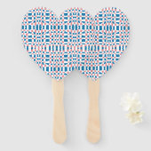 レトロモダンピンクブルーチェッカーボード抽象芸術 ハンドファン (正面&裏面)