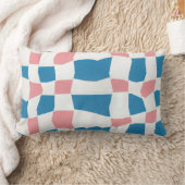 レトロモダンピンクブルーチェッカーボード抽象芸術 ランバークッション (ブランケット)