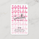 レトロモダンピンクロゴソーシャルメディアQRコード 名刺 (裏面)