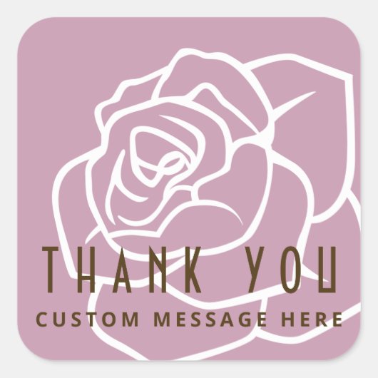 レトロモダンピンクローズフラワーサンキュービョウ スクエアシール (正面)