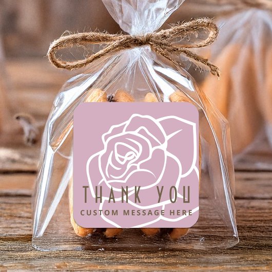 レトロモダンピンクローズフラワーサンキュービョウ スクエアシール