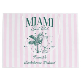 レトロモダンピンク&グリーンマイアミバチェロレッテ ラージペーパーバッグ