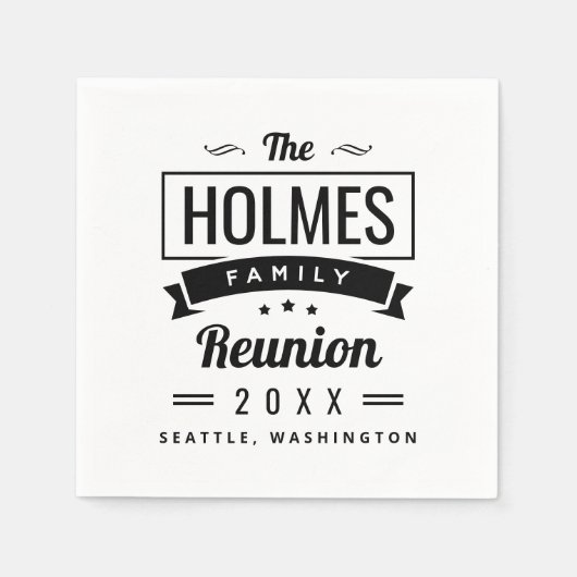 レトロモダンファミリ懇親会ロゴ スタンダードカクテルナプキン (正面)