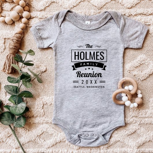 レトロモダンファミリ懇親会ロゴ ベビーボディスーツ