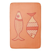 レトロモダンフィッシュライトコーラルオレンジ&タンゲリン バスマット (正面縦)