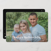 レトロモダンフォント+スターハッピーハローウィンフォトカード 案内状 (正面/裏面)