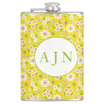 レトロモダンフラワーイエロー&ホワイトモノグラム