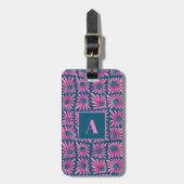 レトロモダンフローラブロックプリント ラゲッジタグ (正面縦)