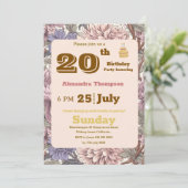 レトロモダンフローラ20thバースデーパーティー紫 招待状 (スタンド正面)