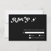 レトロモダンブお洒落ラクウェディングRSVPカード 出欠カード (正面)