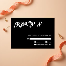 レトロモダンブお洒落ラクウェディングRSVPカード 出欠カード