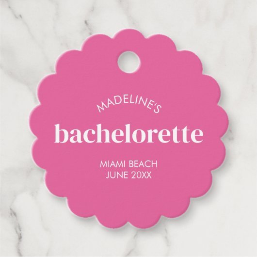 レトロモダンブライトピンクガーリーバチェロレッテ フェイバータグ (正面)