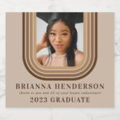 レトロモダンブラウンおよび中性の卒業 スパークリングワインラベル (シングルラベル)